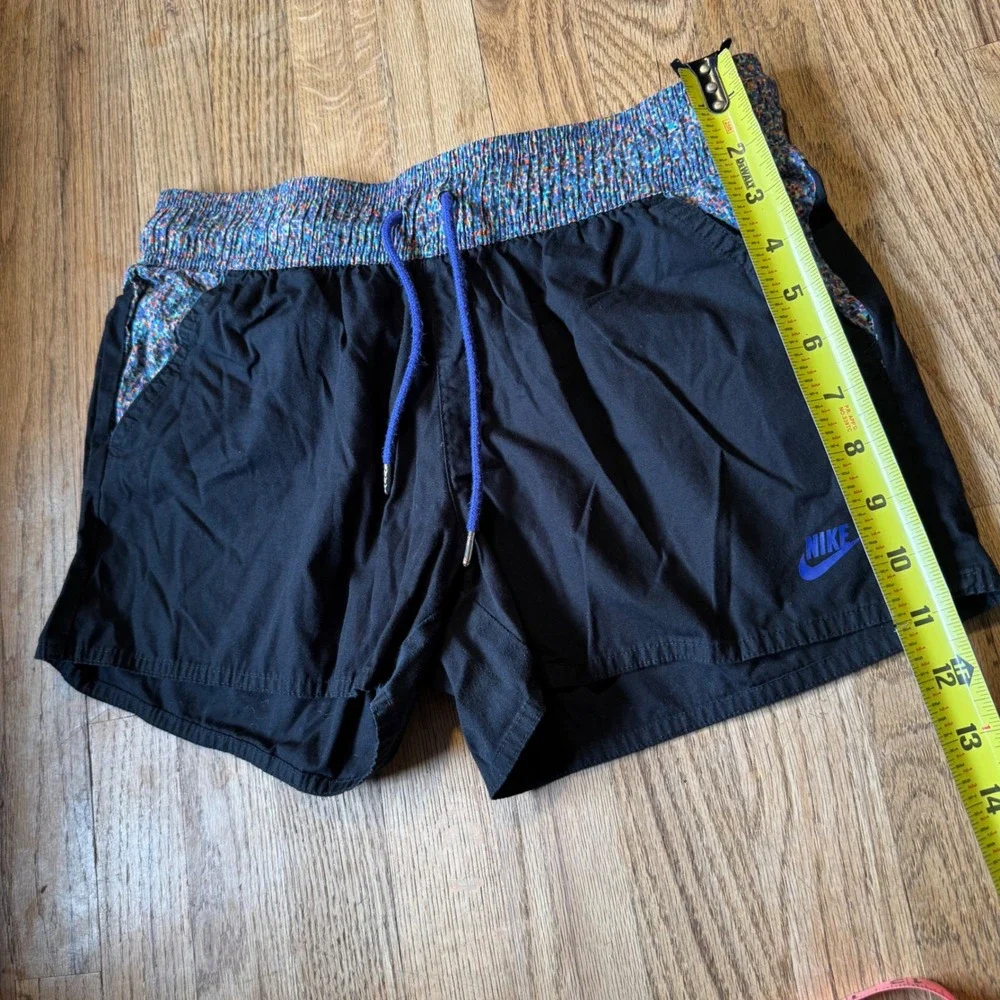 Nike Sportswear Womens Black Cotton Shorts Confetti Print Waistband Size S